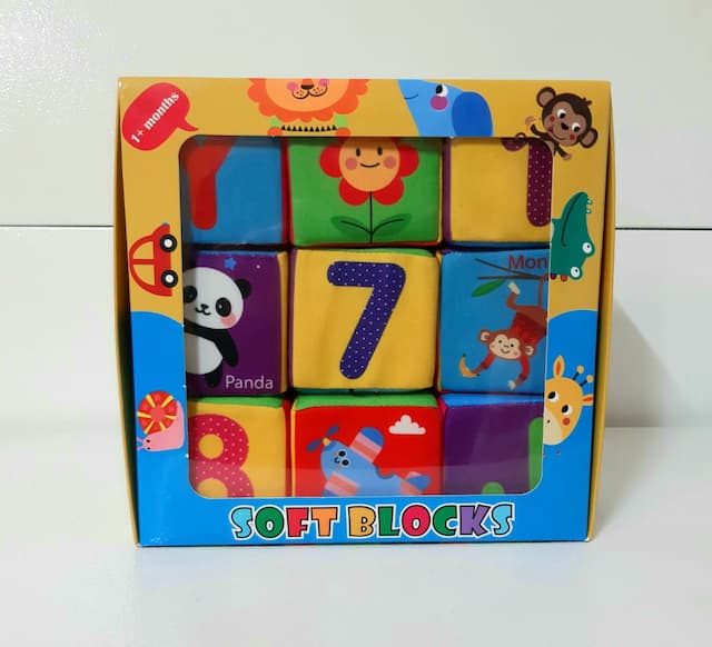 بازی مکعب ابری انگلیسی 9 عددی به همراه جعبه ( SOFT BLOCKS)
