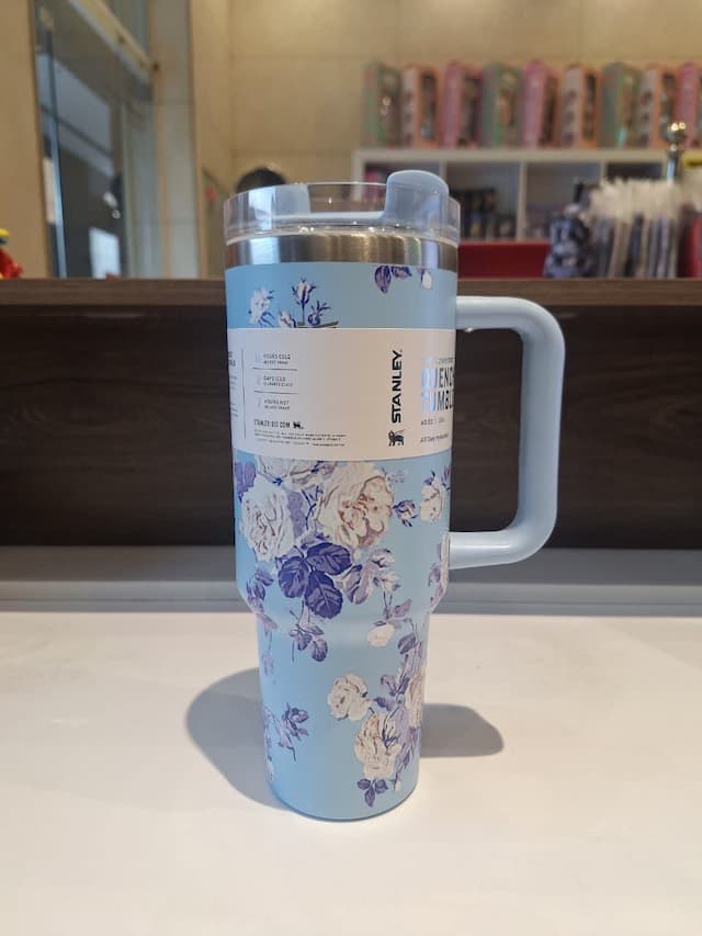 تراول ماگ استنلی طرح گل آبی