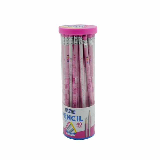 خرید مداد مشکی بیسیک طرح صورتی(جدول ضرب و معادلات و خط کش) سه گوش BAS-3501