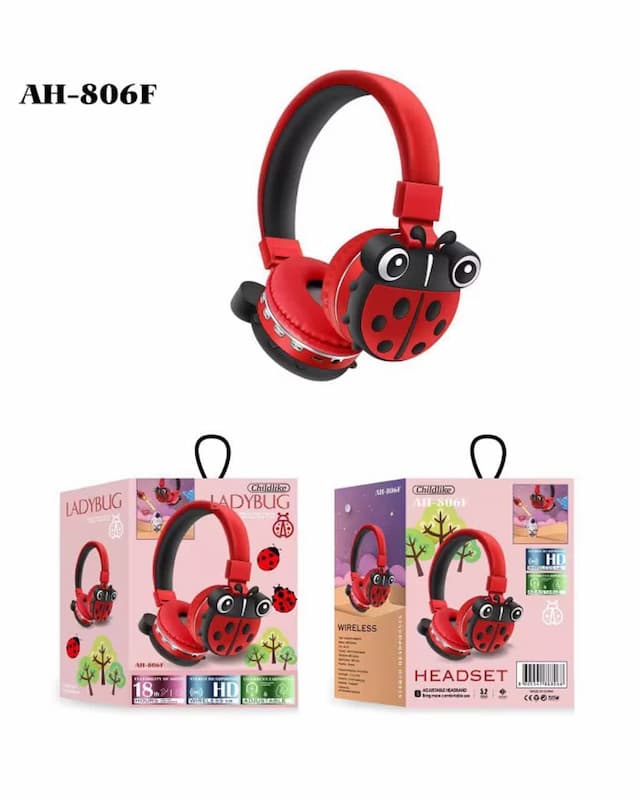 هدست وایرلس کودک طرح LADYBUG کد AH-806F