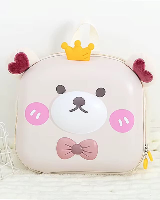 کوله پشتی کودک خرس تاجدار رنگ کرم